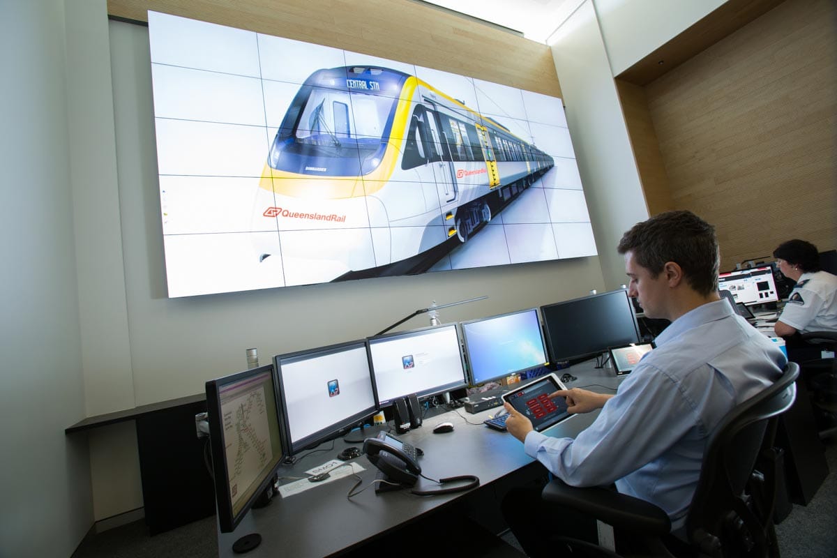 Large LCD screen at QLD Rail