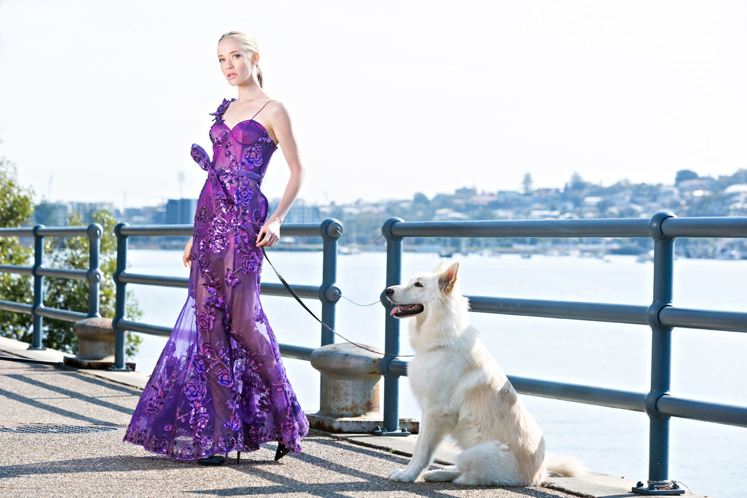 fashion photography woman with dog