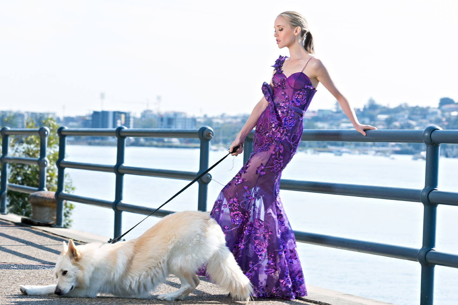 fashion photography woman with dog