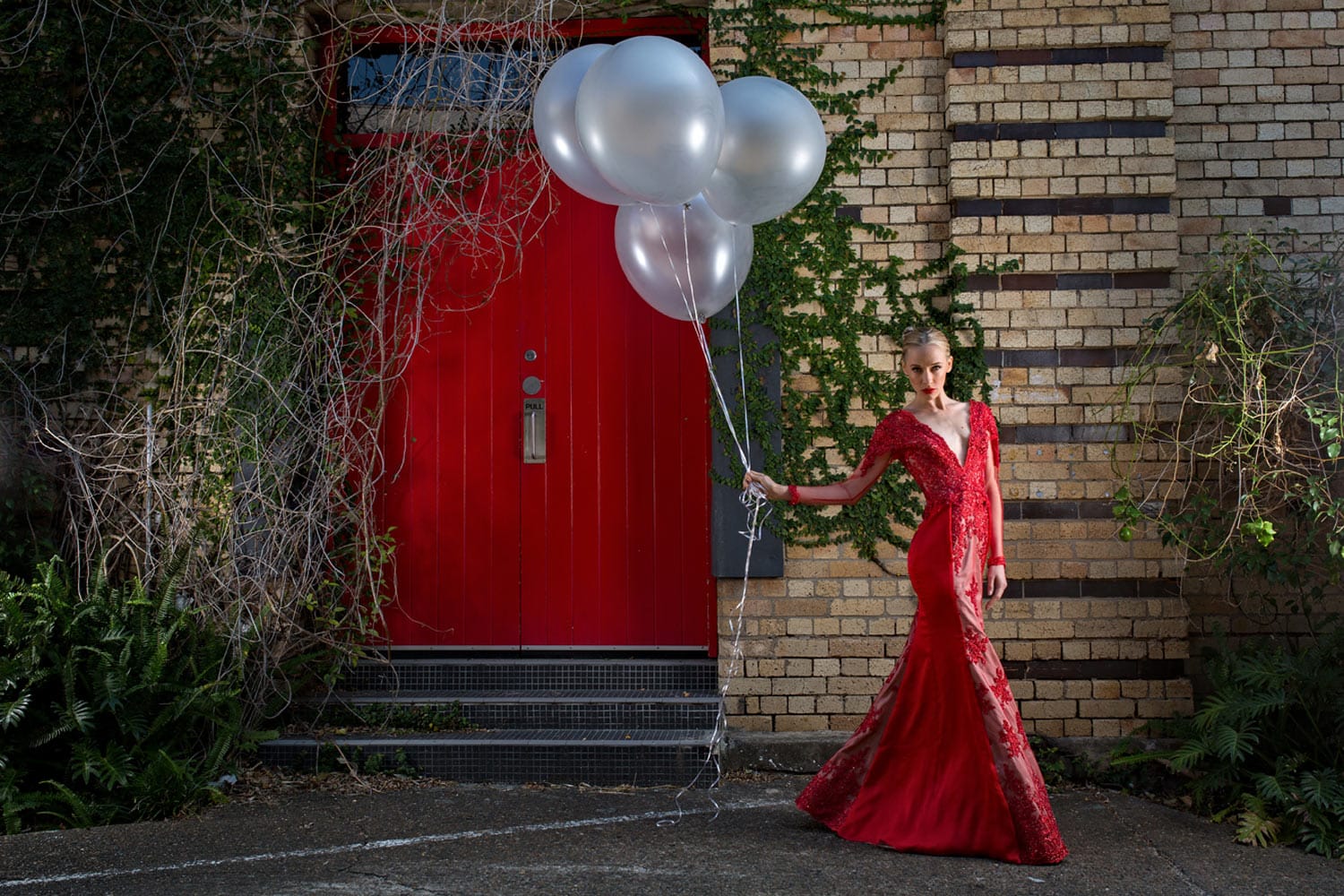 fashion photography woman with balloons