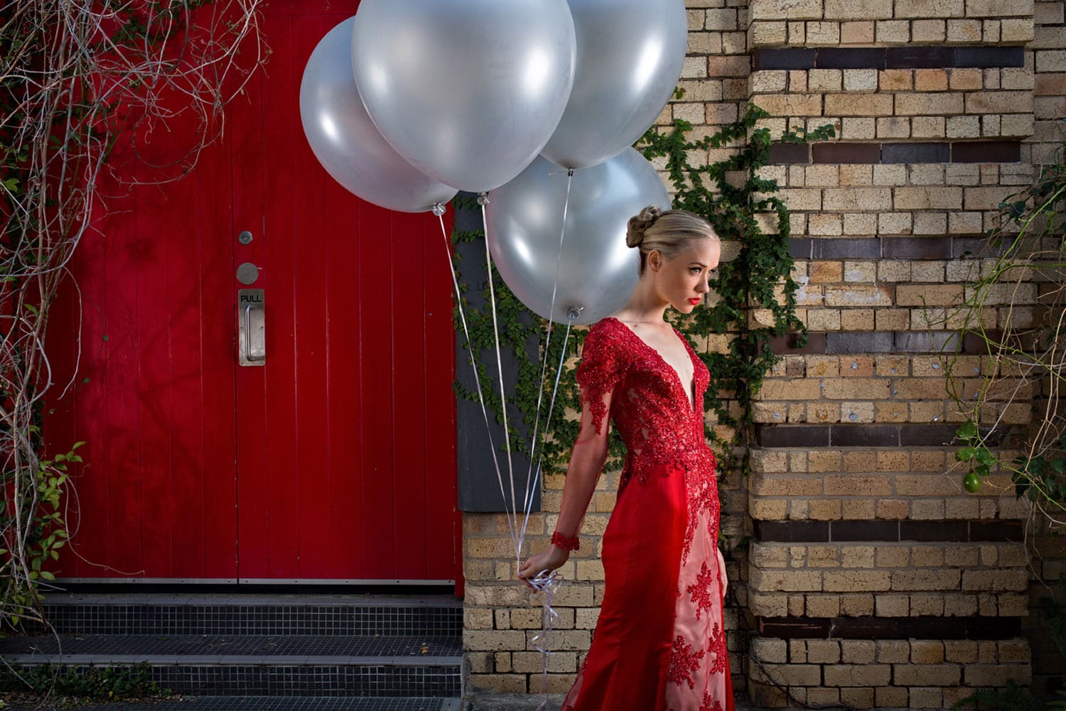fashion photography woman with balloons