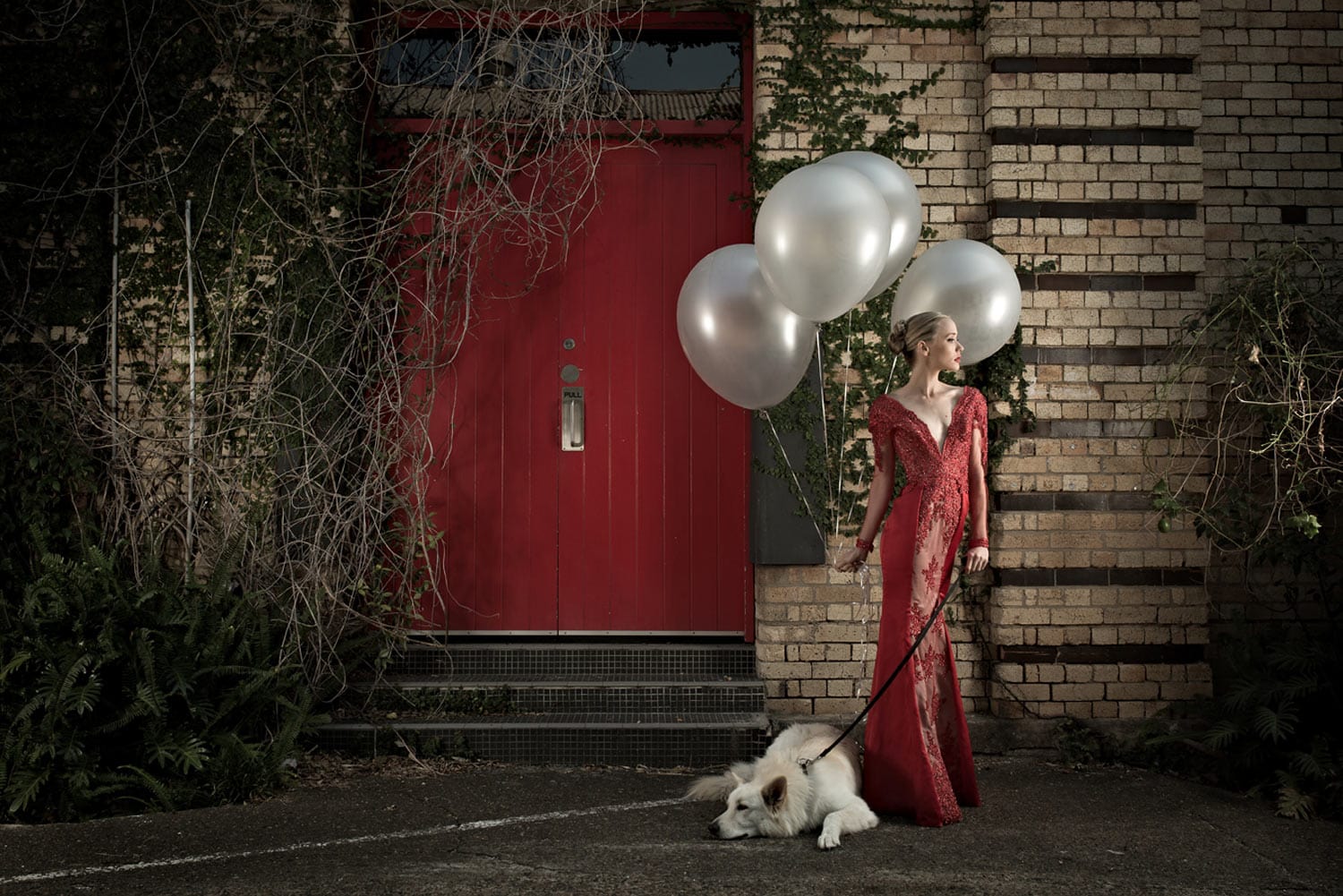 fashion photography woman with balloons