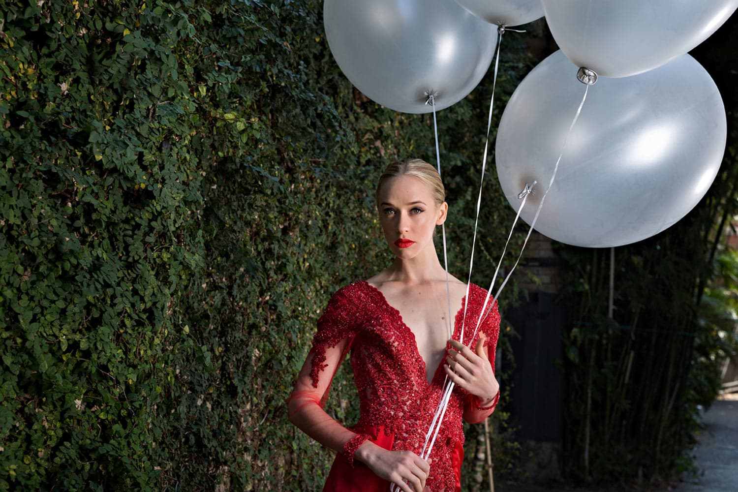 fashion photography woman with balloons