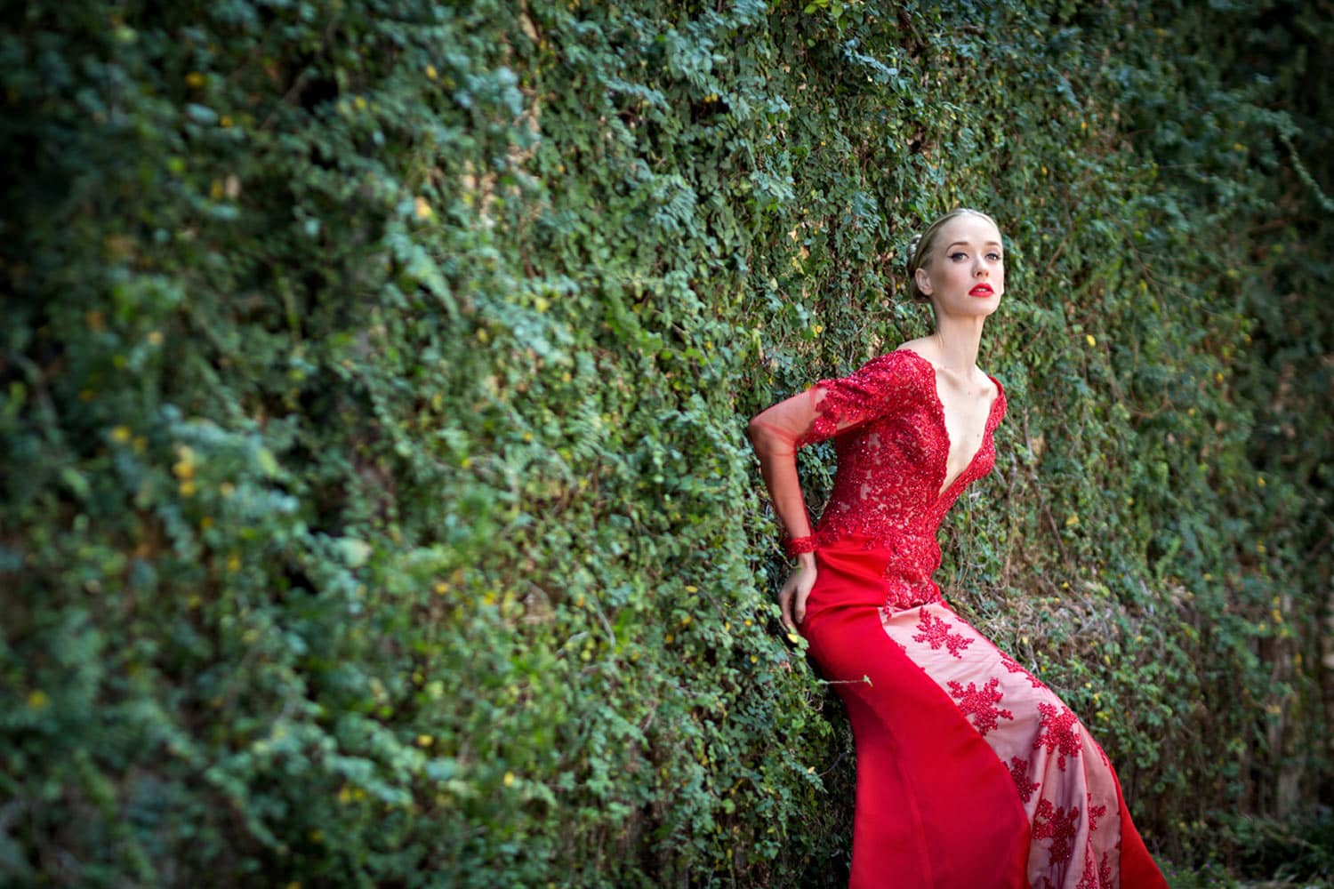 fashion photography woman in red dress