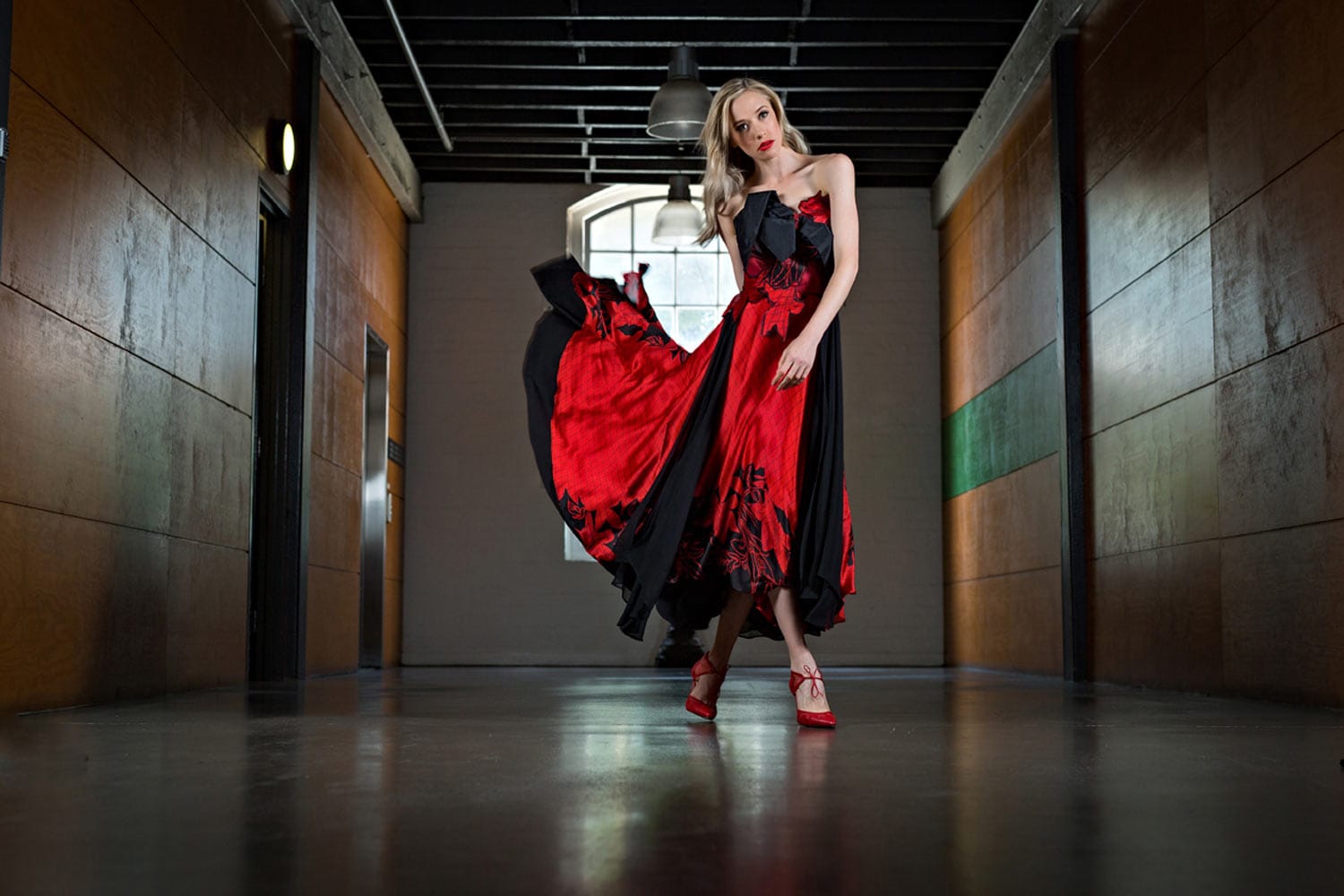 fashion photography woman in red dress