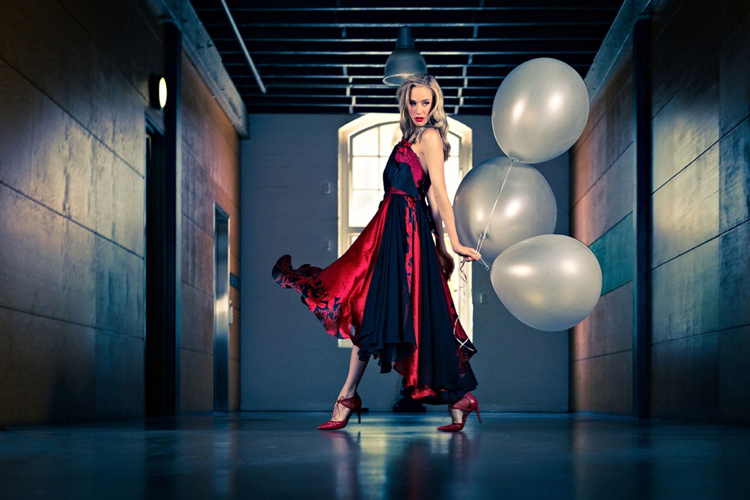 fashion photography woman with balloons