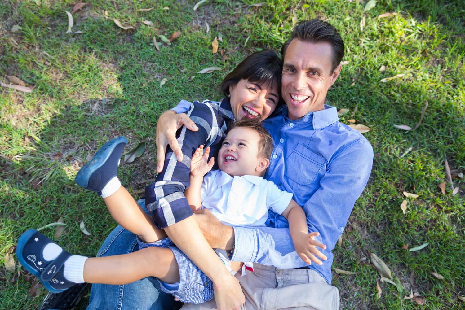 family portrait on grass