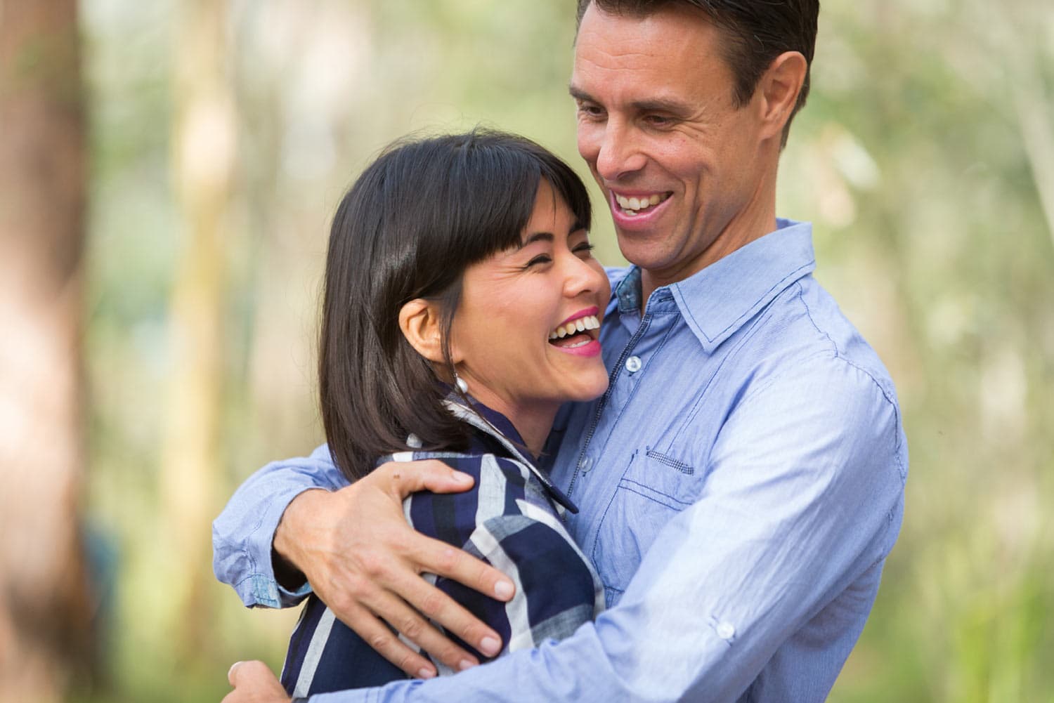 couple hugging and laughing